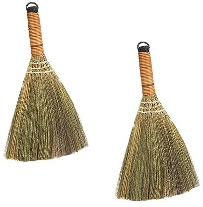 TOPPERFUN Handmade Wooden Desktop Cleaning Broom 2pcs Small House Broom Tool for Dust Removal Indoor Household Cleaning Supplies