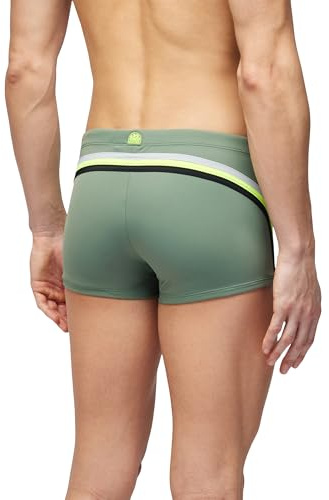 SUNDEK Zion Short Bañador tipo bóxer de playa para hombre, Dark Ar. Green, XXL