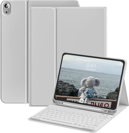zoyu Hülle mit Tastatur für iPad 11 Generation (A16) 11 Zoll 2025/10 Generation 10.9 Zoll 2022, Mit Magnetisch Abnehmbarer Tastatur und Flip-Stand-Cover, QWERTZ Layout, Grau