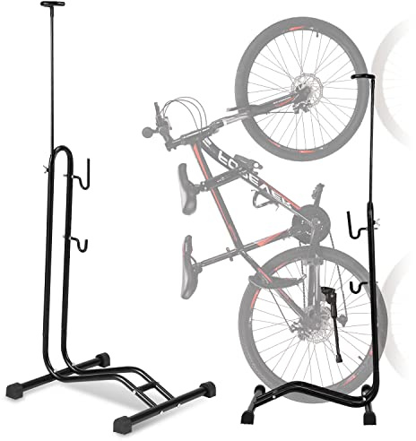 Herrselsam Support de vélo 3 en 1 - Fixation horizontale et verticale - Largeur des pneus jusqu'à 27,5 pouces environ Largeur : env. 6,5 cm - Hauteur réglable - Antidérapant