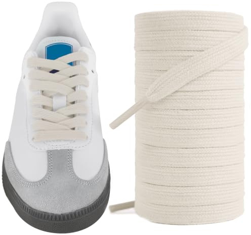 UamGlsob Platta skosnören för Adidas Samba OG/ADV/LT sneakers, 8 mm breda mjuka tjocka bomullstyg långa skosnören för promenader löpning campusskor