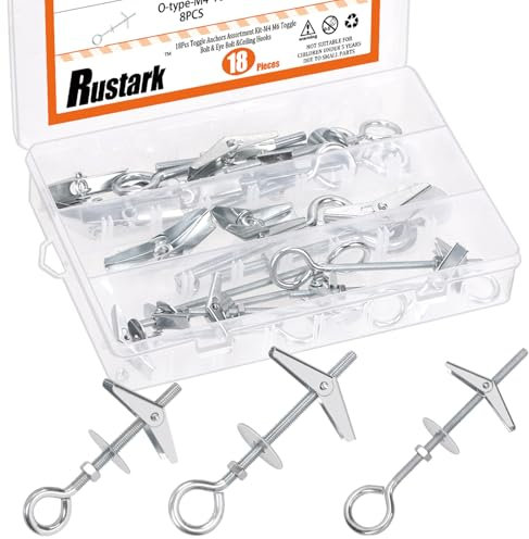 Rustark Juego de 18 anclajes de palanca en forma de O M4, M5, M6, kit surtido de anclajes de palanca, pernos de ala, pernos de mariposa resistentes para plantas colgantes de paneles de yeso