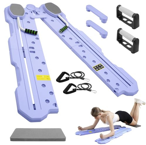 LIROPAU Multi-Functional Ab Exercise Board, Ab Roller Exercise Machine with Resistance Band, High Strength Pilates Equipment Portable Fitness Board, Fitness Workout At Home Gym - Purple