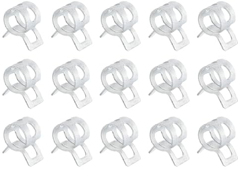 QUARKZMAN 15Pz Fascetta a Molla per Tubo Flessibile Carburante/Silicone per Vuoto, 8mm Clip a Molla per Tubo Flessibile ad Aria a Bassa Pressione per Tubo Olio Acqua, Argento