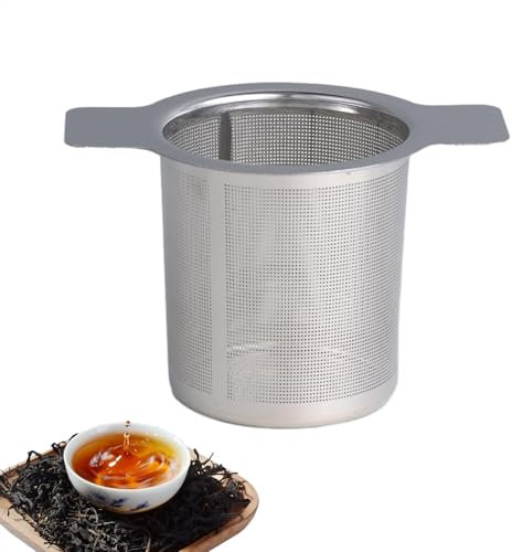 Passoire à thé – Infuseur à thé, facile à nettoyer, durable | Filtre à thé en acier inoxydable, doubles poignées, parfait pour accrocher sur des théières, des tasses, du thé en feuilles raides, du caf