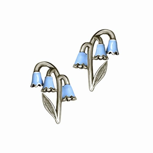Klockblommor örhängen 925 sterling silver och blå emalj