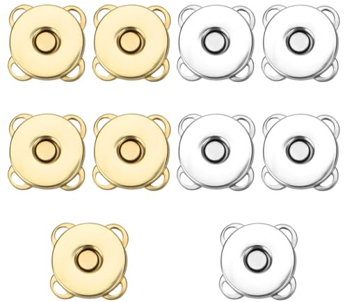 10 Sets 14mm Plum Magnetic Snap Button, Metal Sewing on Magnetic Buttons for Clothing Snap Closure Button Fastener for Purses Bags Clothes Handbags Sewing Craft