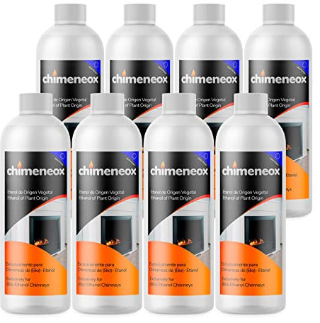 Caja 8 Botellas de 1 litro Bioetanol 96% Origen Vegetal para chimeneas | chimeneox