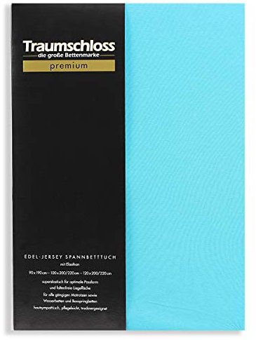 Traumschloss Premium Edel-Jersey Spannbettlaken 180-200x200-220 türkis