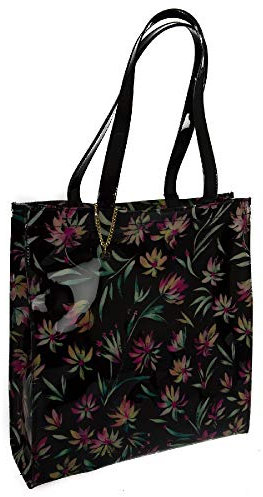 GUESS Borsa donna mare spiaggia a mano o a spalla cm.40x39x11 articolo E62Z13 RUB56, PI09 - Black flower combo, Taglia unica