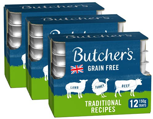 BUTCHER'S Wet Dog Food Trays Grain Free Traditional Recipes 4.8kg (36 x 150g)