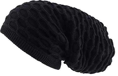 Armycrew Rasta Dreadlock Reggae 100% Cotton Deep Crown Long Beanie Hat - Black