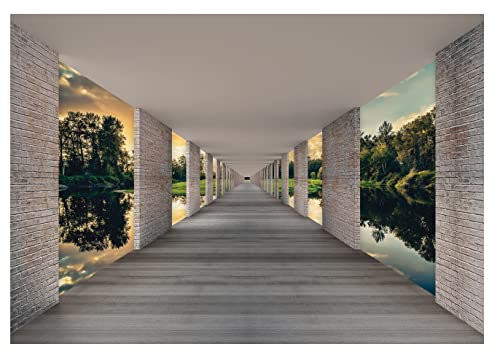 Fototapete 3D EFFEKT Wald Tunnel Wandtapete Vlies Tapete Latexdruck UV-Beständig Geruchsfrei Hohe Auflösung Montagefertig (13660, V8 (368x254 cm) 4 Bahnen)