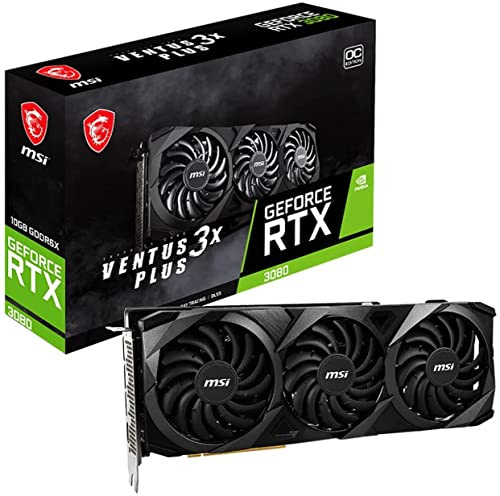 MSI GeForce RTX 3080 VENTUS 3X PLUS 10G OC LHR Gaming Graphics Card - 10GB GDDR6X, 1740MHz, PCI Express Gen 4, 320-bit , 3x DP v 1.4a, HDMI 2.1 (Supports 4K)