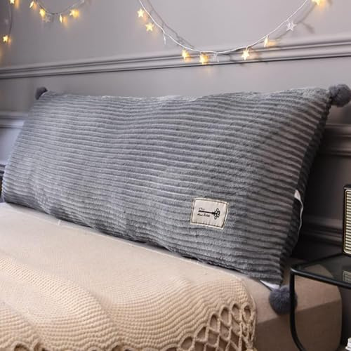 nonotse Coussin antidérapant de Dossier de Chevet pour lit/canapé/Sofa avec Attaches, Coussin de Lecture, Couvercle Amovible (Gris, 80 * 45cm)