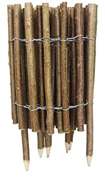 Clôture décorative - clôture de jardin - palissade/clôture en bois avec pénétration dans le sol/Bois de noisetier/Naturel H 60 cm (3-4 cm)