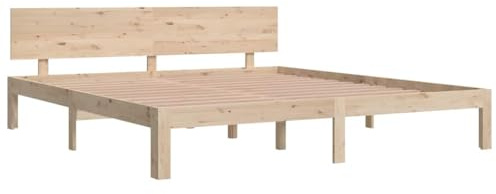 vidaXL Massivholzbett, Bett Holzbett für Schlafzimmer, Bettgestell Bettrahmen mit Kopfteil Lattenrost, Doppelbett Schlafzimmerbett, 180x200cm