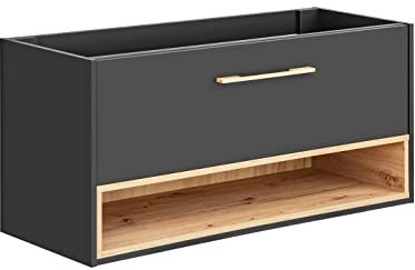 PIASKI Meuble de lavabo Borneo 120 cm, meuble de lavabo suspendu, meuble de lavabo double, meuble de salle de bain, couleur chêne/gris cosmos (uniquement)