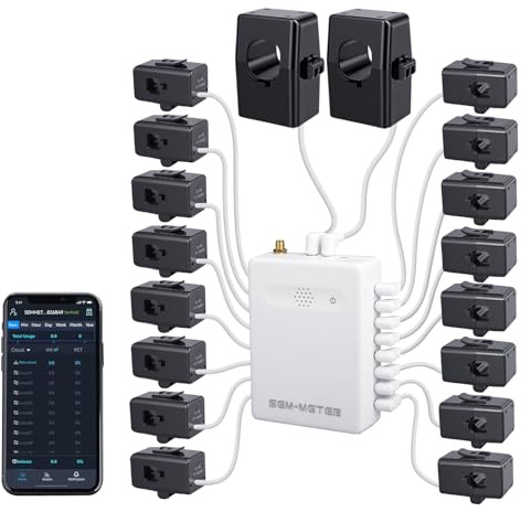 Smart Home Energy Monitor with 16 50A Circuit Level Sensors, Real-Time Power Usage & Electricity Cost Tracking, Ideal for Rental Homes & Shared Apartments, App History, Compatible with Home Assistant