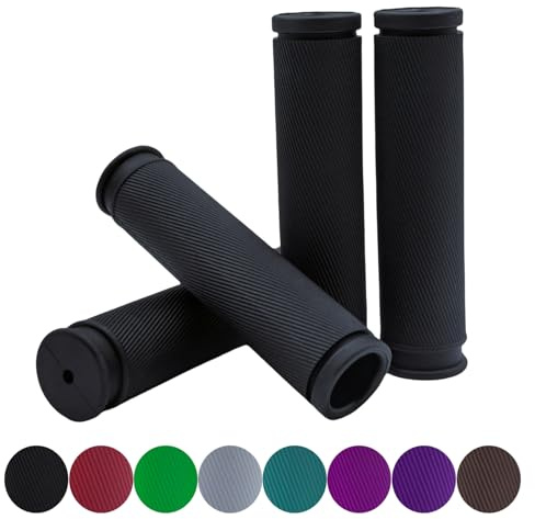 TIKBRO Puños de Manillar para Bicicleta Cómodos, Antideslizantes, 2 Pares de Goma para MTB y BMX