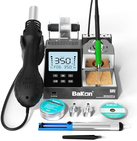 BK602Pro Soldering Station, C210 Soldering Iron & Hot Air Rework Station 2 In 1 Precision Soldering Practice Kit, Large Display, Auto Sleep, Temperature Preset