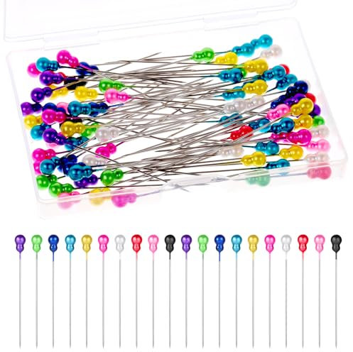 JIYIN 100 Stück Stecknadeln mit Kopf, 54mm Bunte Stecknadeln Stecknadeln Nähen Pins Stecknadeln mit Kopf groß Edelstahl Stecknadeln für Basteln Nähen Säumen Craft Jewelry Komponenten Dekoration