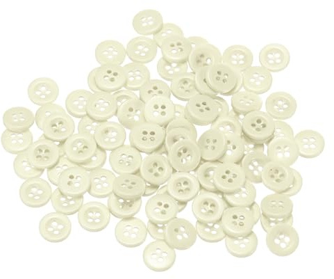 QUARKZMAN 100 piezas de Botones de Costura de 16L 3/8 (10mm) Redondos de Resina con 4 Agujeros Planos de Repuesto para Abrigos, Ropa de Costura y Proyectos de Manualidades DIY, Color Beige