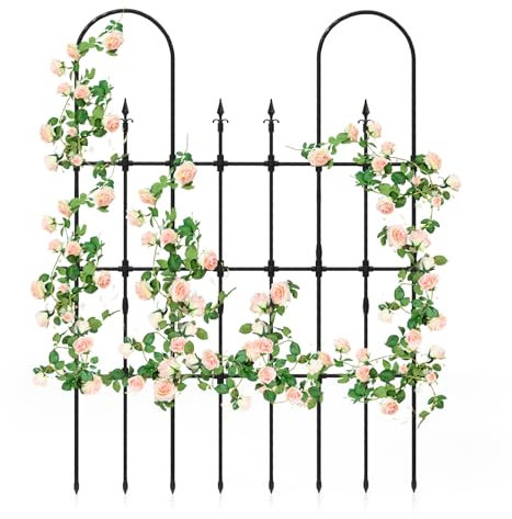 COSTWAY Rankgitter Metall, 146 x 186 cm, Rankhilfe für Kletterpflanzen, U-förmiges Spalier zum Stecken, Gartenspalier für Tomaten Blumen Rosen, rostfrei für Garten Outdoor, Schwarz