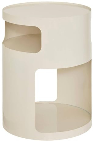 Atmosphera - Table d'Appoint Ronde Ashdal - Argile - D 32,5 x H 45 cm - Acier, 2 Étagères, Finition Brillante - pour Salon, Chambre, Bout de Canapé