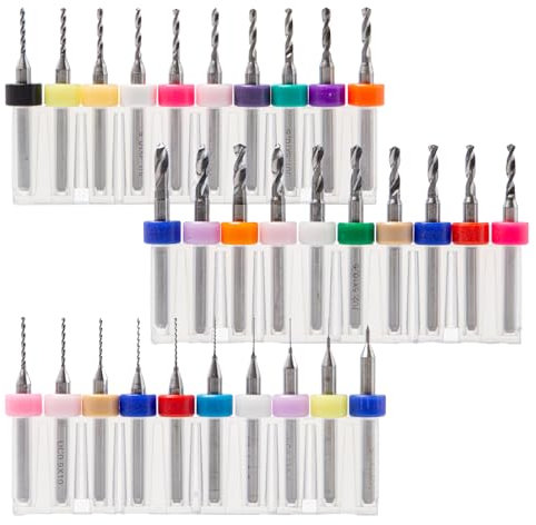 Pilikoll 30 Pcs PCB Micro Drill Bits Set 1/8 Shank Spiral Flute CNC Router Bits 0.1mm-3.0mm PCB Miniature Drill Bit pcb Drill Bits Set for Print Circuit Board Jewelry Plastic Wood Soft Metal