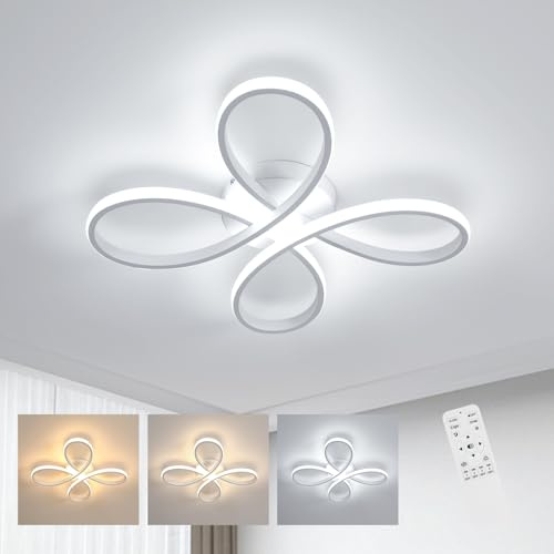 Comely Plafonnier LED 40W 4500LM, Luminaire LED Salon Dimmable avec Télécommande 3000K-6500K, Éclairage de Plafond pour Chambre, Salle à Manger, Blanc