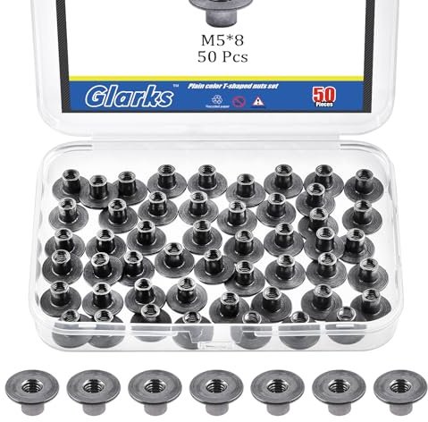 Glarks 85 st M4 M5 M6 M8 M10 rund bas svetsmuttrar, kolstål tee mutter, T-mutter montering hårdvara passande fästelement genom hål fläns insats hona gänga (M5 x 8 mm)