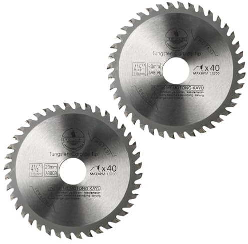 Lama per sega circolare da 115 mm (foro da 20 mm), lama per sega professionale, in carburo, disco da taglio per legno da 11,4 cm, per smerigliatrice angolare