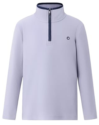 PATPAT Chaqueta deportiva para niña con cierre de media cremallera, chaqueta de punto de lana suave en lila, chaqueta de entrenamiento transpirable con agujeros para los pulgares, cálida y cómoda para