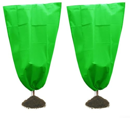 Qualoramall Cubiertas para plantas de invierno con cordón, tela no tejida transpirable para árboles, arbustos, rosales, plantas en maceta, protege de la nieve, lluvia, viento, daños a animales (80 x