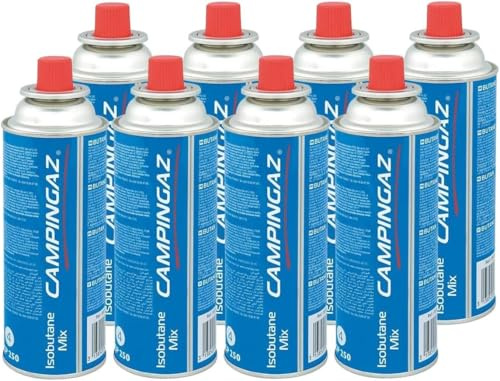 8 Unidades de CAMPINGAZ Cartucho CP250 227 g con Sistema de Seguridad. Ideal para cocinas portátiles, sopletes, hornillos quemadores. bombona Camping Gas portátil, Cartucho Camping Gas.