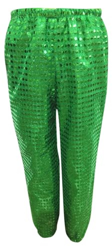 Pantalones Sueltos de Lentejuelas para Niñas Estilo Harem Dance Ropa Jazz Hip Hop Disfraz Infantil Elegante y Cómodo (Green, 4-5 Years)