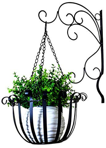 KDDEON Blumenständer,Hängetopf Schmiedeeisen,Blumentopf Rack Wandregal Hängen Pflanzenregal Wohnzimmer Balkon,Schwarz/Weiß/Gold/Bronze