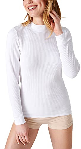 Damart Camiseta Thermolactyl, Cuello Alto, canalé Polar, Manga Larga Blanco L