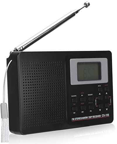 Digital Radio, Professional Mini Portable Radio FM/AM/SW/MW/LW/TV Full Band Receiver Home Using Digital Clock Radio with Earphone