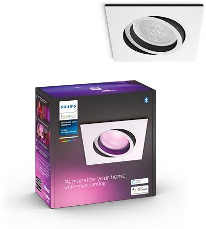 Philips Hue White & Color Ambiance Einbauspot weiß Centura 230lm, 1er Pack, eckig, dimmbar, 16 Mio. Farben, steuerbar via App, kompatibel mit Amazon Alexa (Echo, Echo Dot), alte Generation