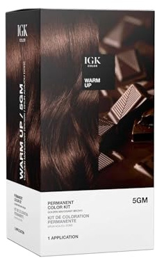 IGK Permanent Hair Dye Color Kit | 5GM Warm Up - Golden Mahogany Brown | 100% Gray Color Coverage + Strengthen + Shine | Ammonia Free