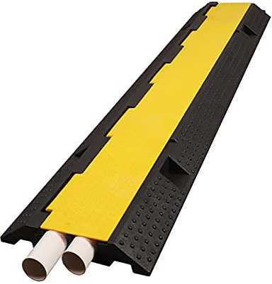 AAKK Boden Kabelbrücke, 2 Kanal Boden Kabelabdeckung, Überfahrschutz Kabelkanal Modularer Kabel-Überfahrschutz, Für Parkplätze, Lagerhäuser(Size:1000x250x50MM,Color:Schwarz Gelb)