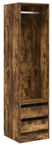 vidaXL Garderob med lådor rökfärgad ek 50x50x200 cm konstruerat trä