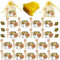 Hapneyea 20 Pack 1.5 oz Hexagon Mini Glas Honig Gläser mit hölzernen Dippers, Bienen Anhänger, goldene Geschenktüten, Dankeskarten, Jutes, perfekt für Baby Dusche, Hochzeit und Party