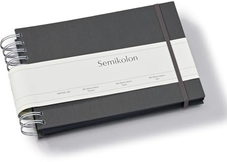 Semikolon 369980 Spiral Album Mini Mucho - 25x16 cm - Fotoalbum, 90 Seiten schwarz, Spiral-Fotobuch, lava stone grau