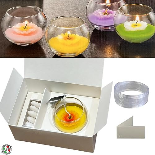 Regalami.shop SET 4 bomboniere candela completa di scatola confetti nastro e bigliettino personalizzato fornita in colori assortiti