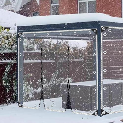 KOOEIN Bâche Transparente avec œIllets,Rideaux de Bâche Claire et Imperméable,Bâche de Pluie Extérieure avec Porte à Fermeture éclair,Panneau Latéral de Bâche pour Garage Gazebo,W×H-2×2.8m/6.6×9.2ft
