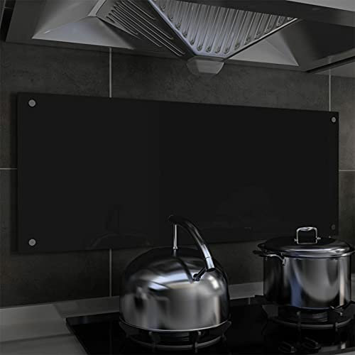 Sufrk Protección Salpicaduras Cocina Vidrio Templado Negro 100x40 cm Protector Antisalpicaduras Fregadero Cubre VitroceráMica Cristal Templado