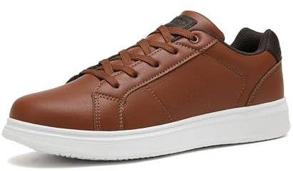 ANALEAF Men's Casual Trainers Dress Shoes Breathable Fashion Sneakers Brown
